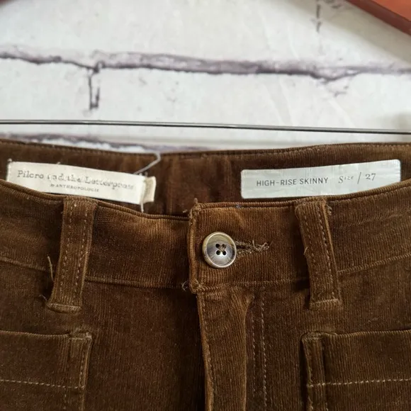 Anthropologie Pilcro Corduroy High-Rise Skinny Jeans in Rosewood Size 27