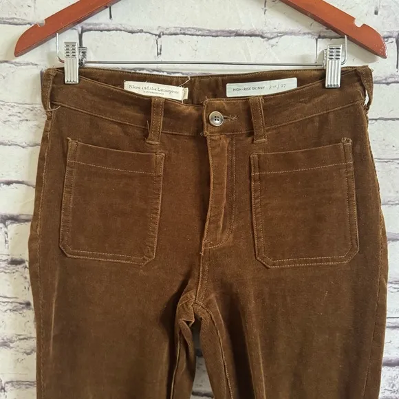 Anthropologie Pilcro Corduroy High-Rise Skinny Jeans in Rosewood Size 27