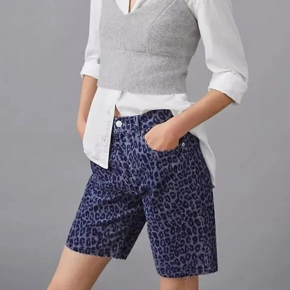 Anthropologie PILCRO DENIM BERMUDA SHORTS BLUE MOTIF Size:  25