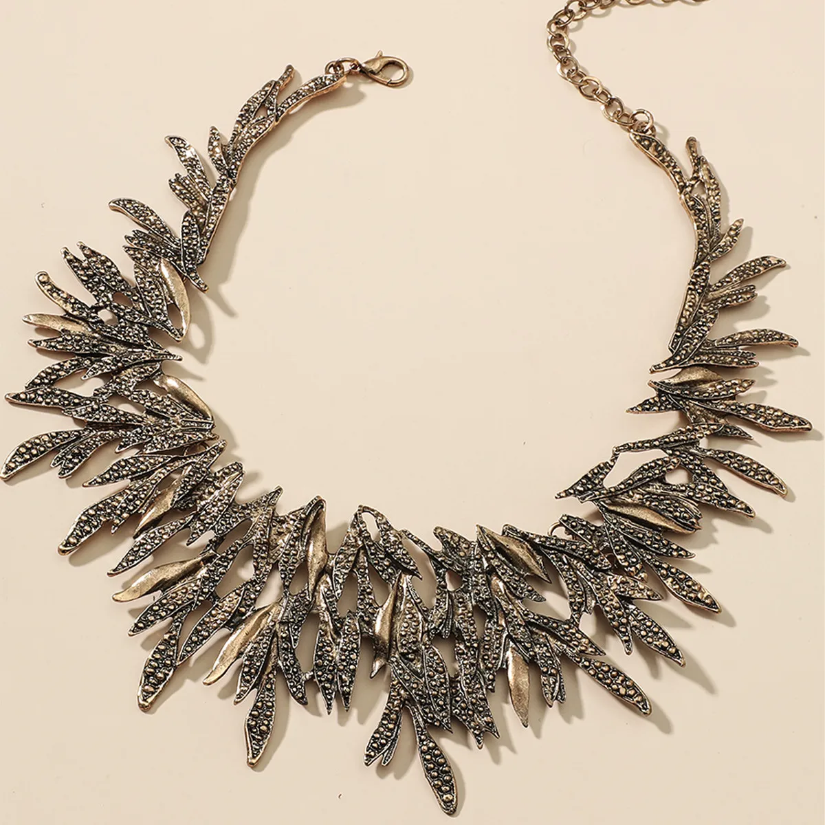 Antique gold leaf wreath necklace