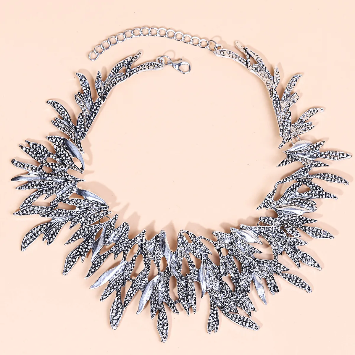 Antique gold leaf wreath necklace