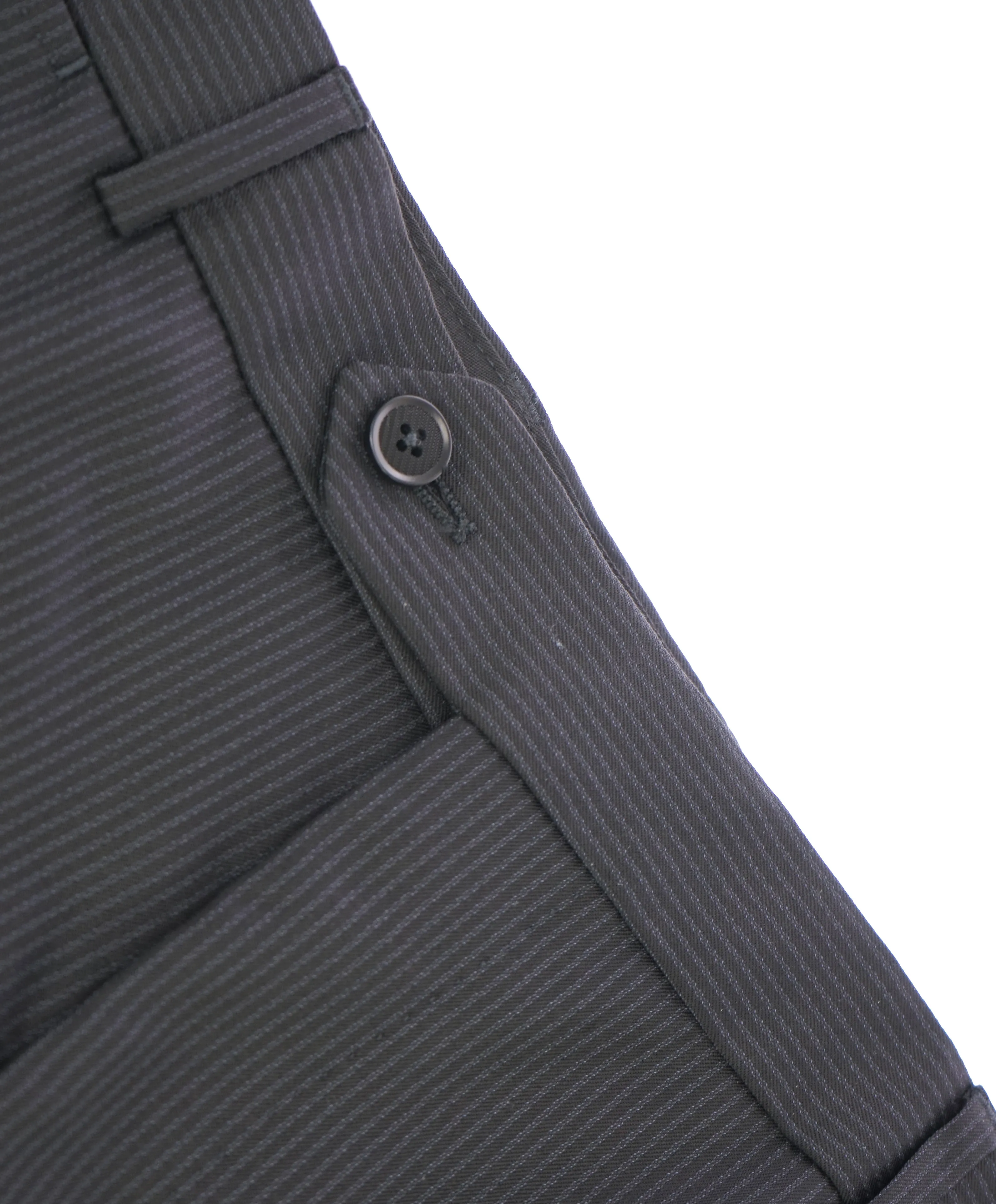 ARMANI COLLEZIONI - Black & Gray Tonal Rope Stripe Flat Front Dress Pants - 37W