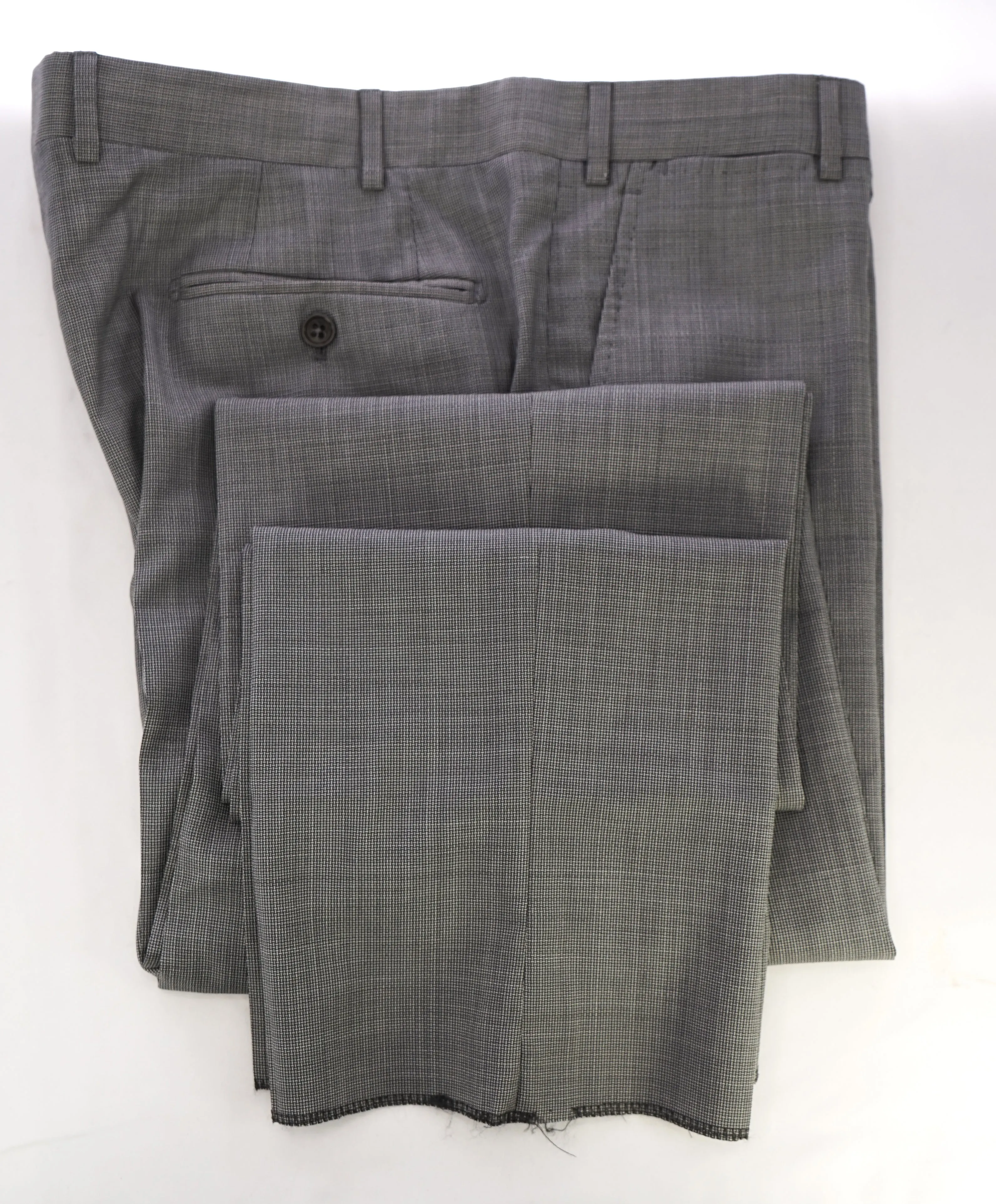 ARMANI COLLEZIONI - Black & White Basket Weave Flat Front Dress Pants - 38W