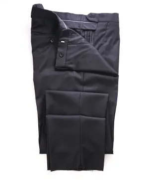 ARMANI COLLEZIONI - Geometric Jacquard Weave Black Flat Front Dress Pants - 33W