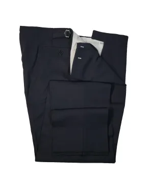 ARMANI COLLEZIONI - Navy Twill Dress Pants With Side Tabs - 38W