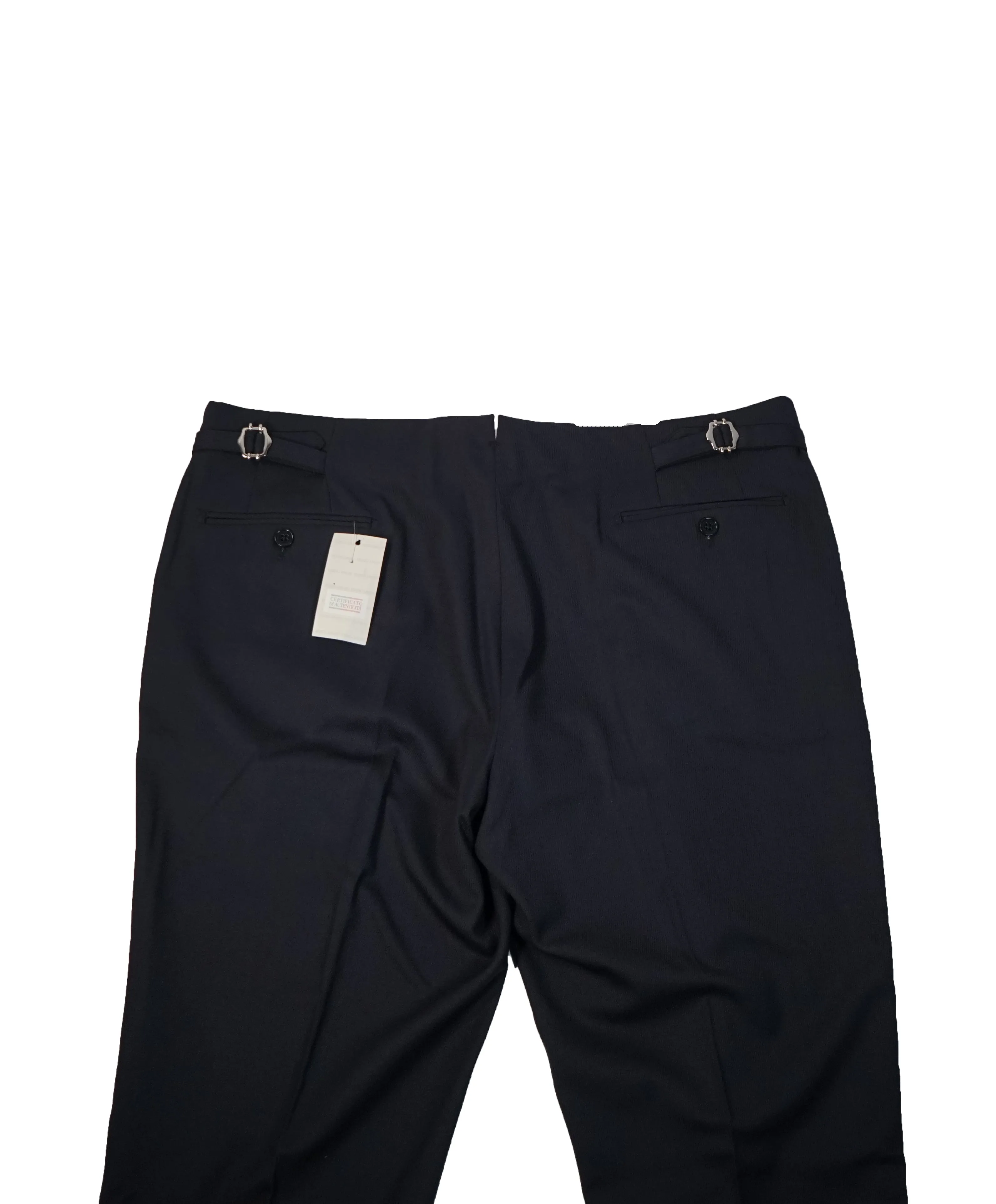 ARMANI COLLEZIONI - Navy Twill Dress Pants With Side Tabs - 38W
