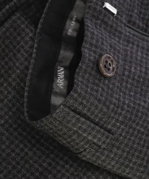 ARMANI COLLEZIONI - Tonal Gray Micro Check Plaid Flat Front Dress Pants - 32W