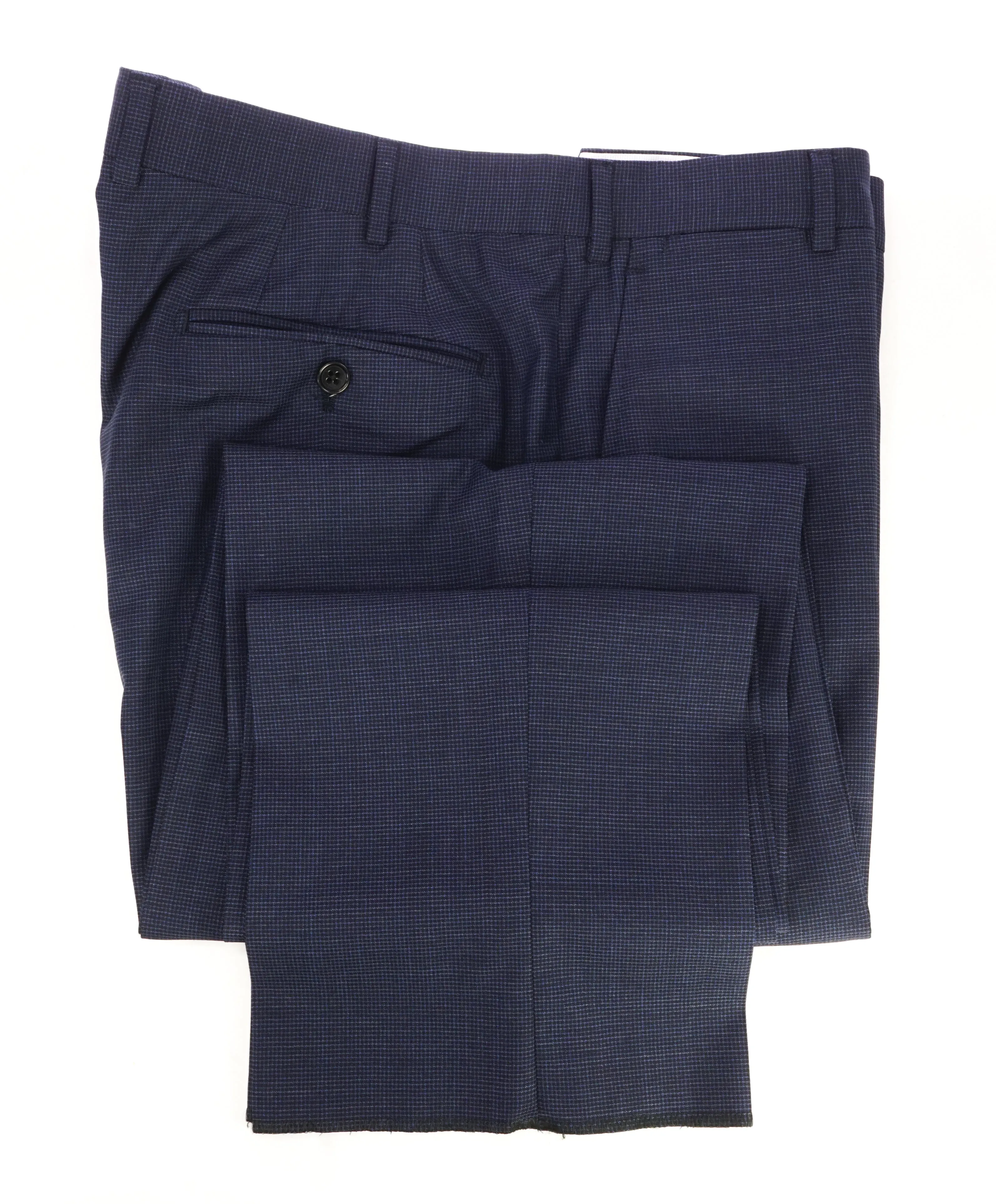 ARMANI COLLEZIONI - Tonal Micro Check Powder Blue Flat Front Dress Pants - 37W