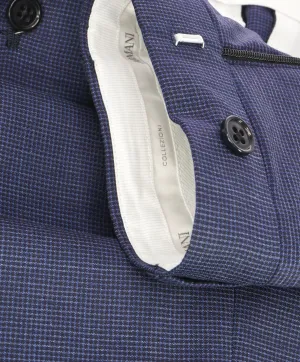 ARMANI COLLEZIONI - Tonal Micro Check Powder Blue Flat Front Dress Pants - 37W