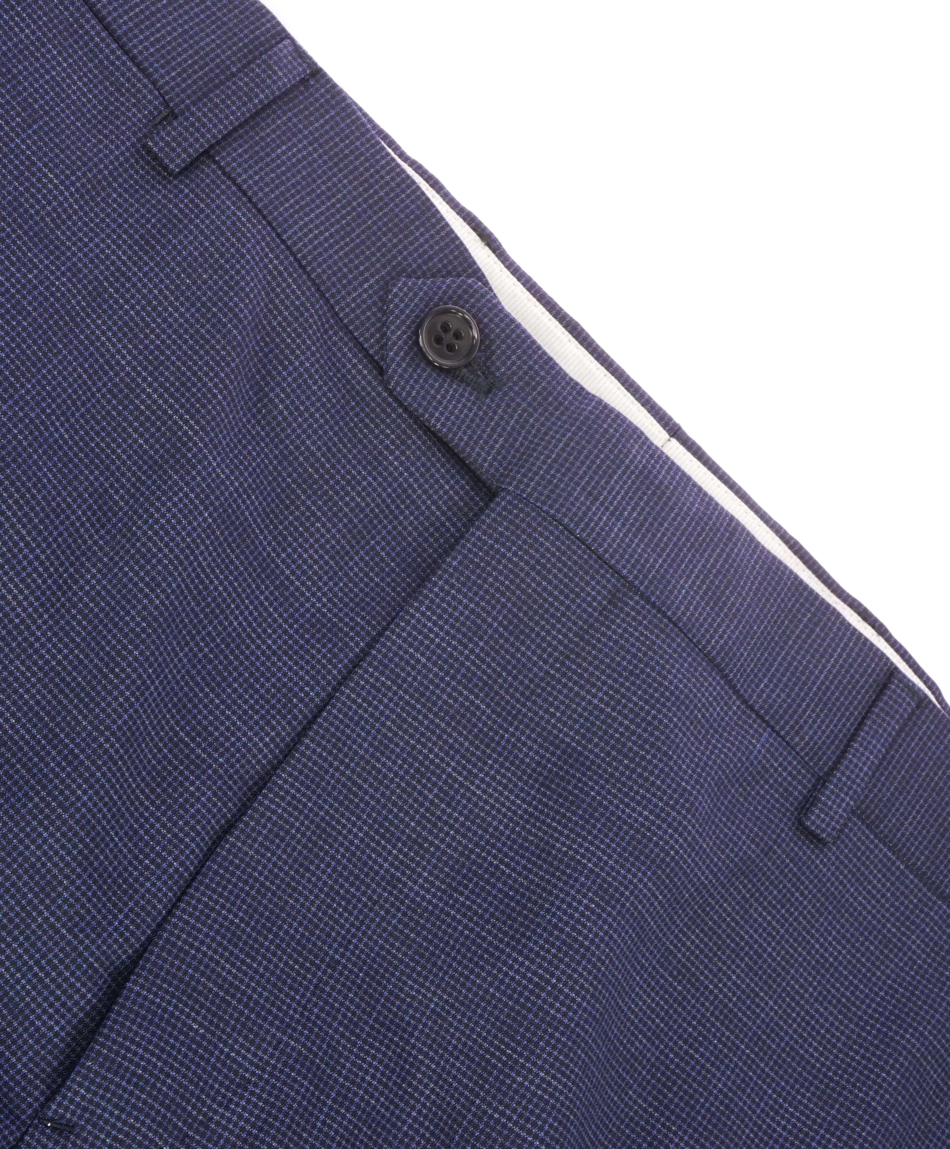 ARMANI COLLEZIONI - Tonal Micro Check Powder Blue Flat Front Dress Pants - 37W