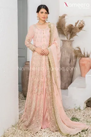 Asim Jofa Pakistani Long Dress in Peach Color #PF81