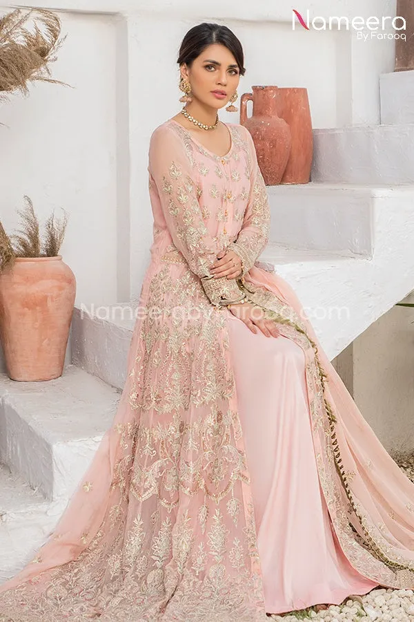 Asim Jofa Pakistani Long Dress in Peach Color #PF81