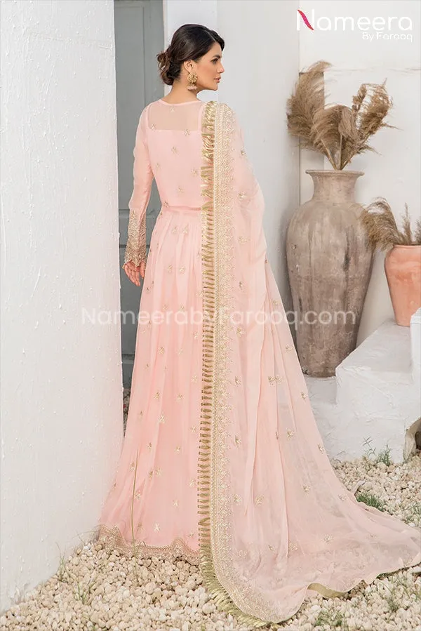 Asim Jofa Pakistani Long Dress in Peach Color #PF81