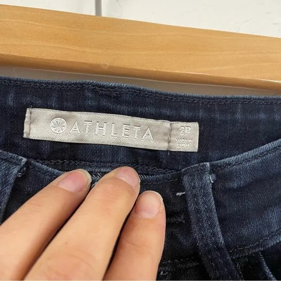 Athleta Dark Wash Mid Rise Skinny Stretch Jeans Womens 2P