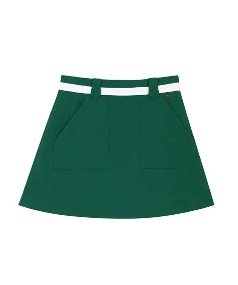 AVEN Front Pocket A-line Skirt - Green