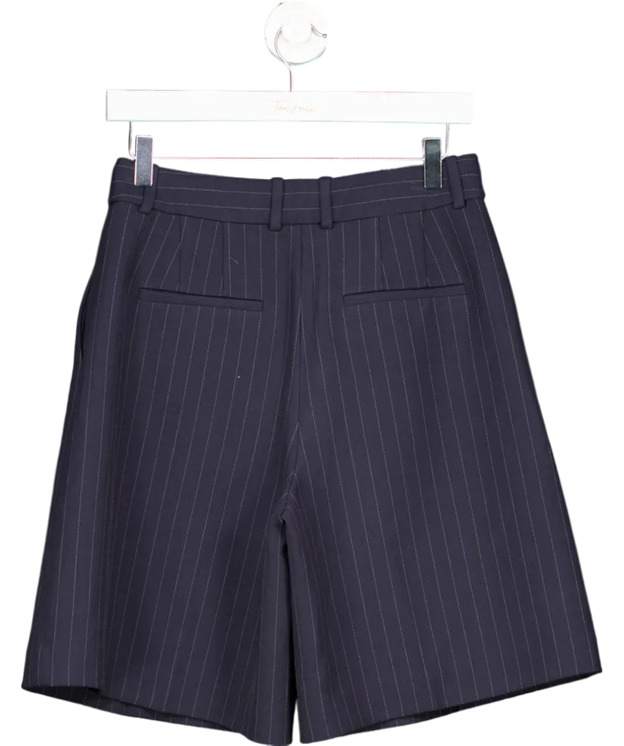 Babaton Blue Pinstripe Bermuda Shorts UK 6