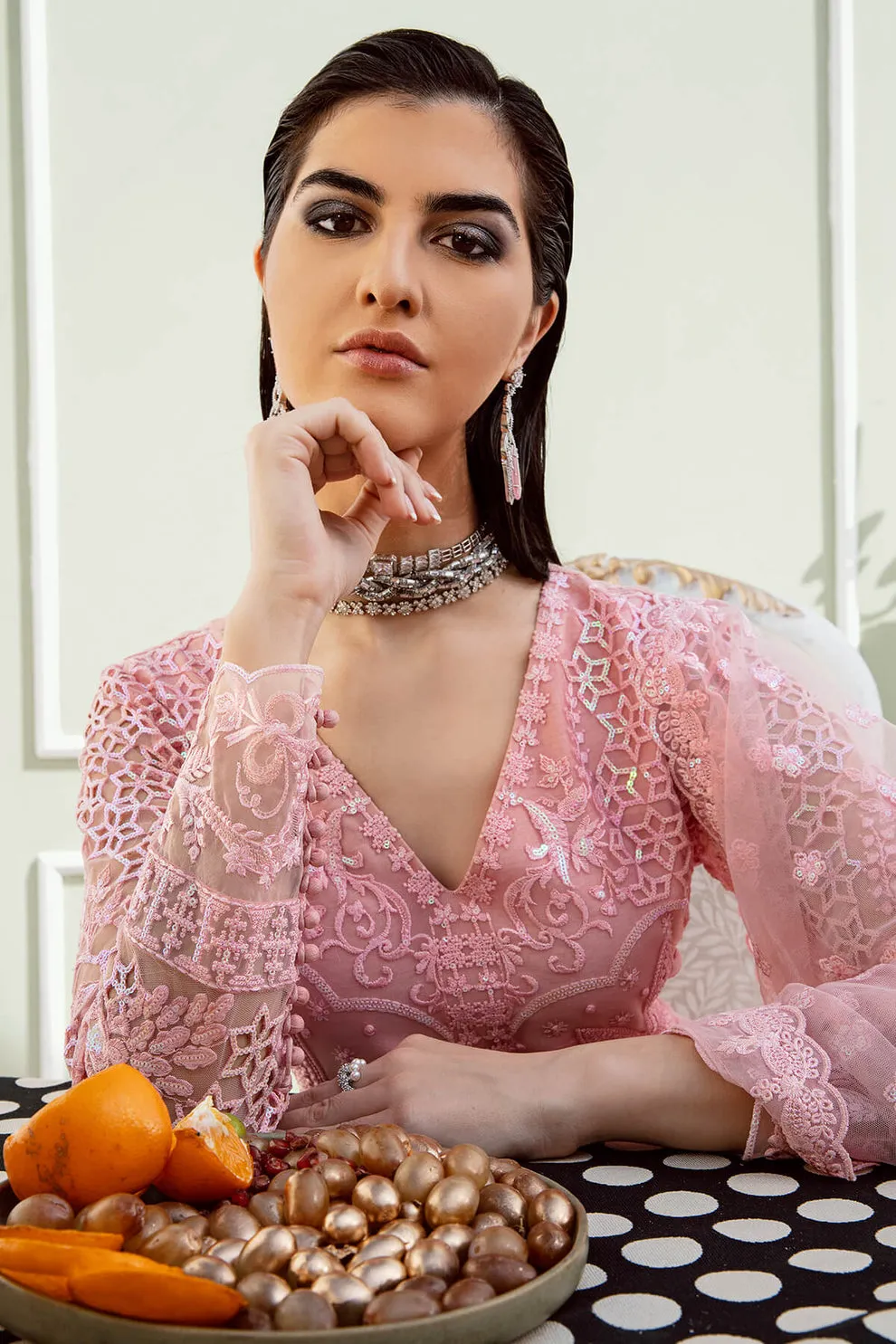 Baby Pink Heavily Embellished Kameez Gharara Pakistani Wedding Dress