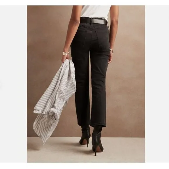 Banana Republic Black High-Rise Cropped Bootcut Jeans Size 31/12 TALL RT$100