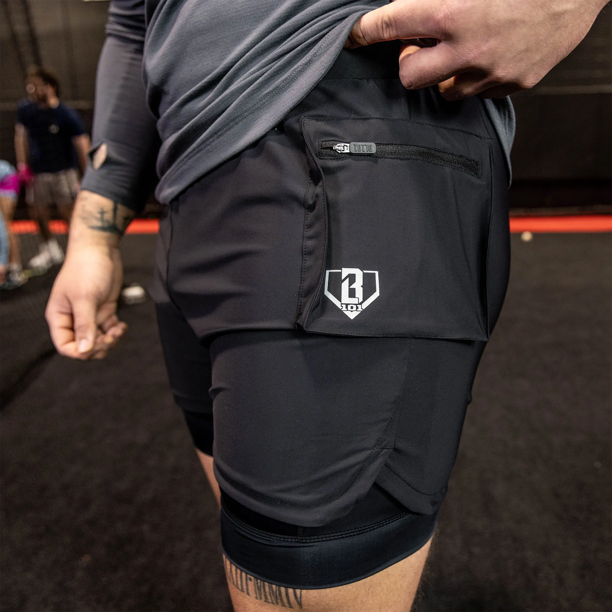 Batter's Box Cargo Shorts with Liner - Black