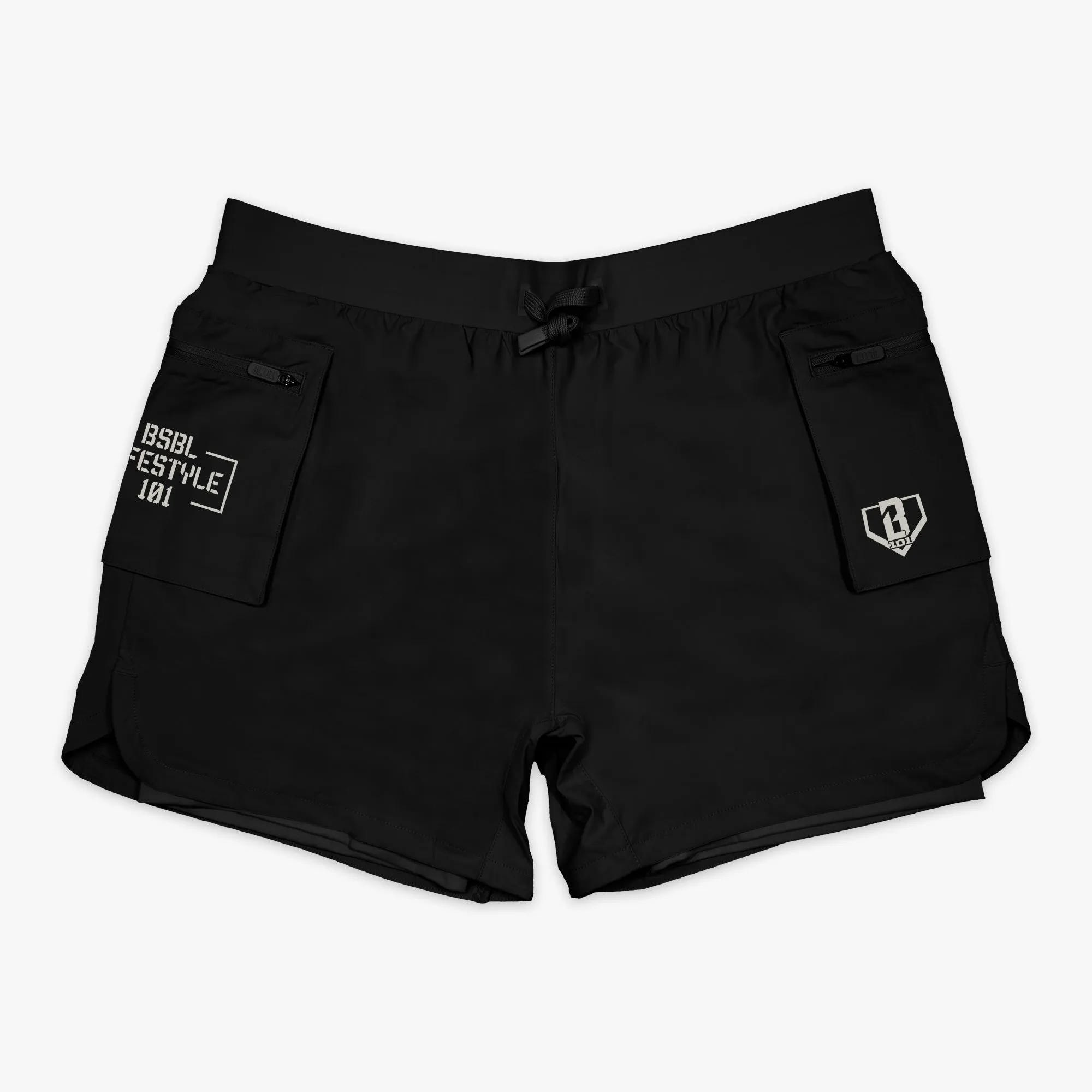 Batter's Box Cargo Shorts with Liner - Black
