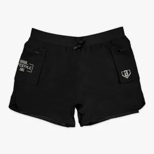 Batter's Box Cargo Shorts with Liner - Black