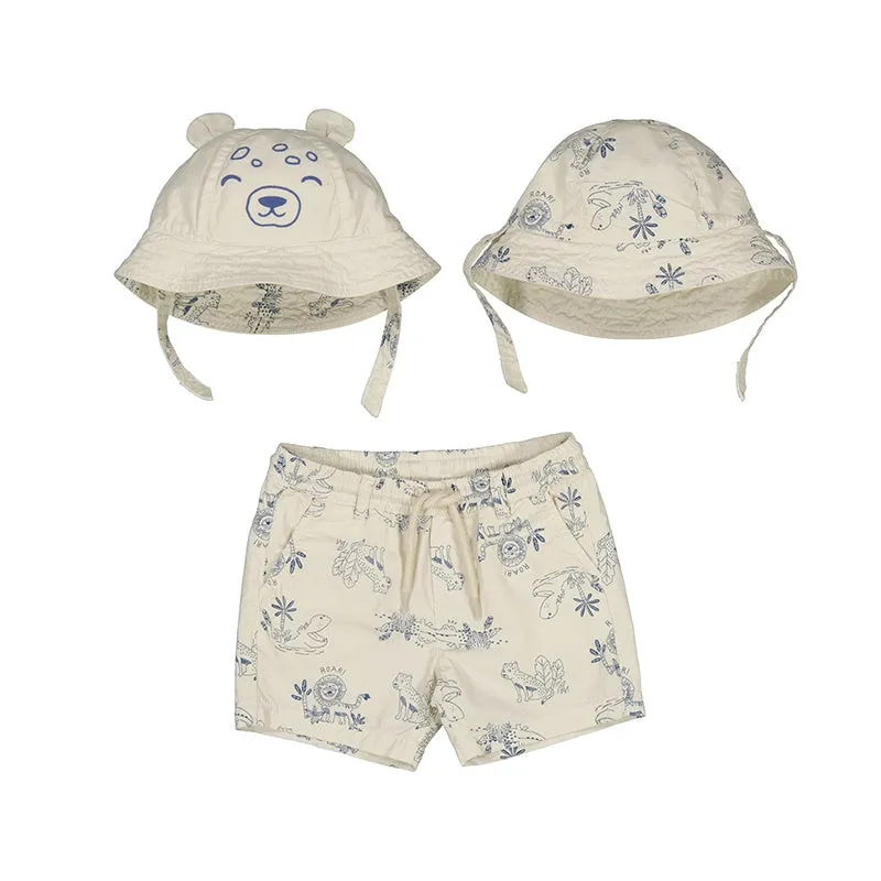 Bermuda Shorts with Bucket Hat Set-Cream 1.249