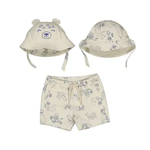 Bermuda Shorts with Bucket Hat Set-Cream 1.249