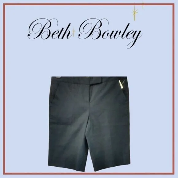 Beth Bowley Navy Blue Bermuda Dress Shorts