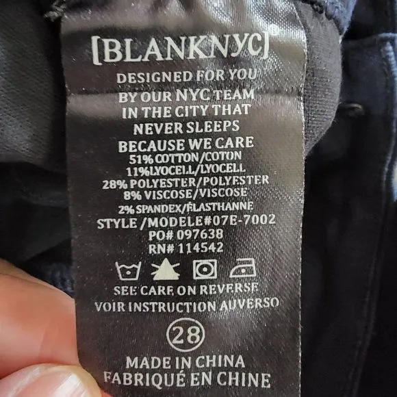 BLANKNYC Crybaby Blue Dark Wash Stretchy Skinny Mid Rise Jeans Size 28
