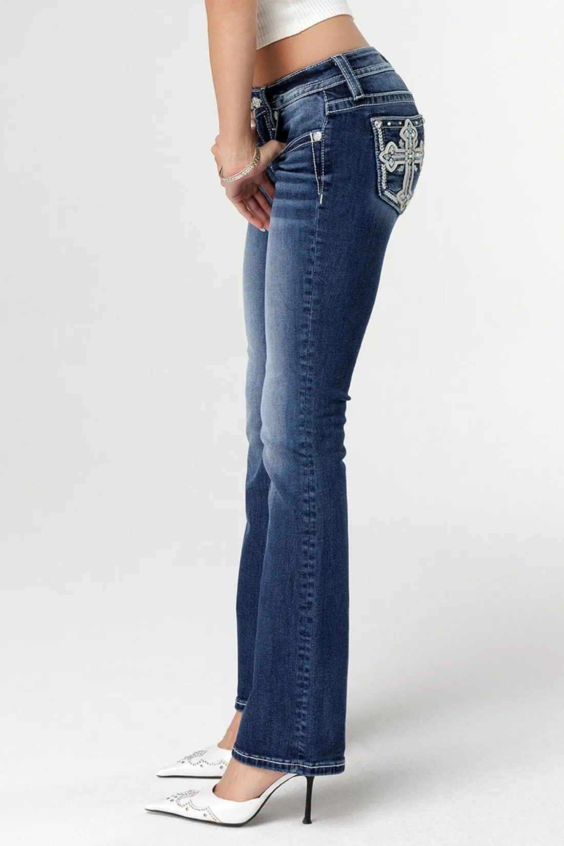 Blossoming Cross Bootcut Jeans