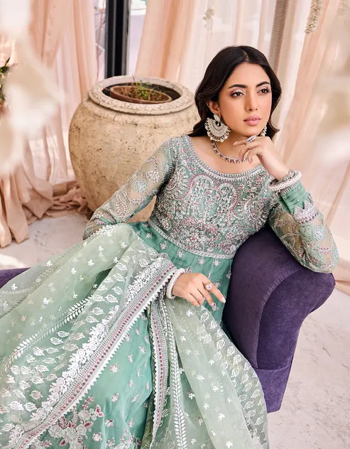 Blue Pakistani Wedding Dress in Classic Frock Style