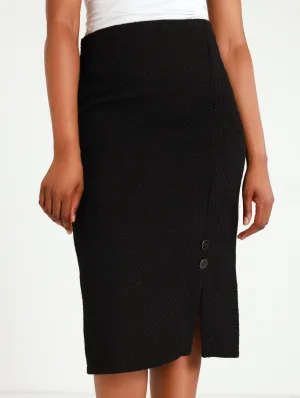 Boucle Pencil Skirt - Black