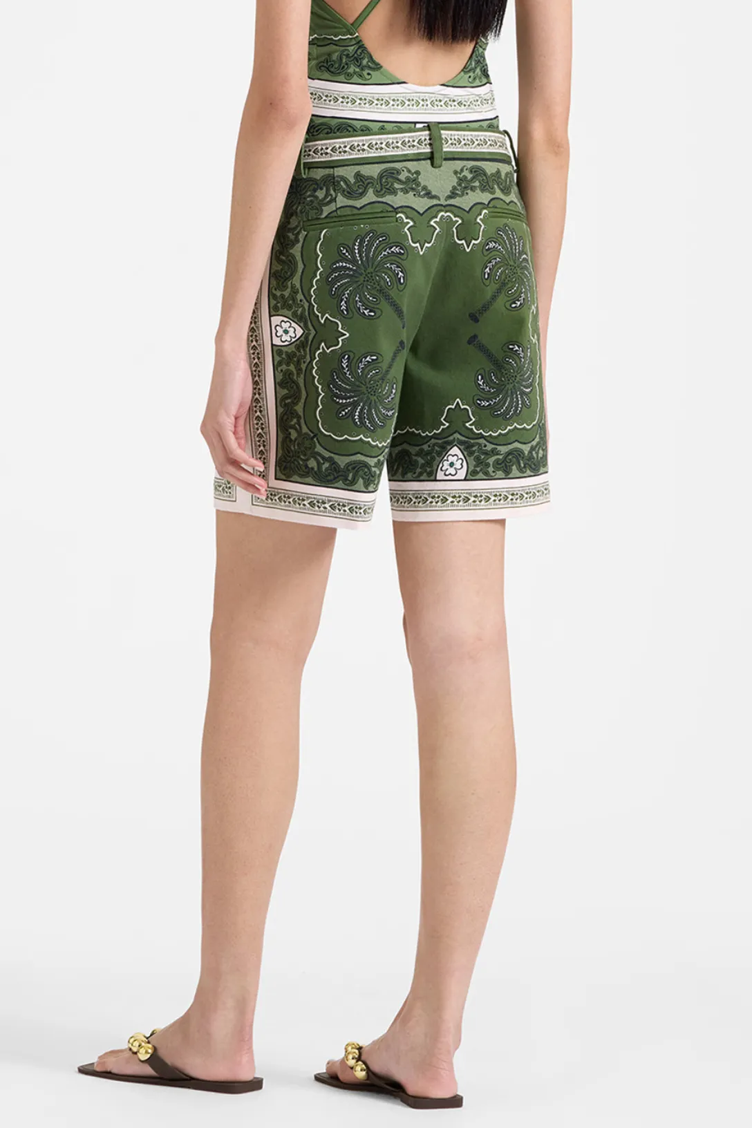 Boyfriend Shorts | Mirage Placée Green in Cotton Drill