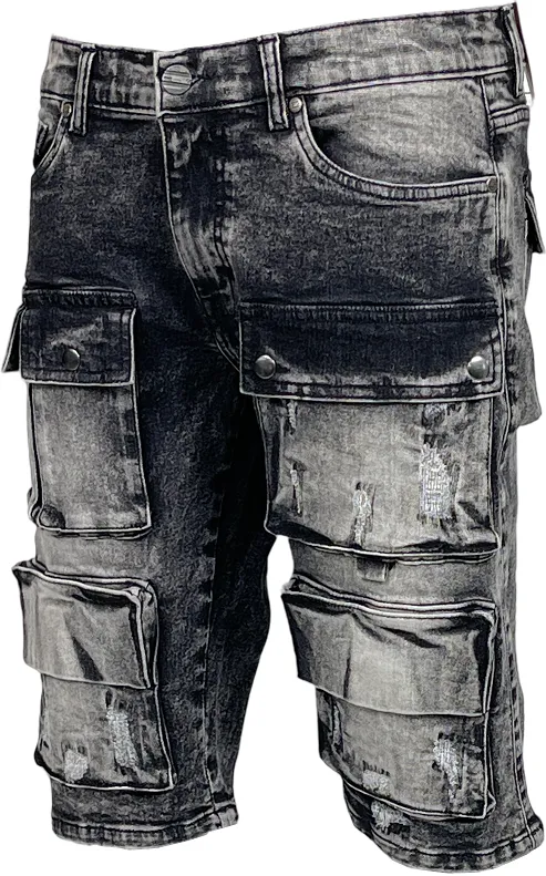 BT-BTS25411-Cargo Denim Shorts