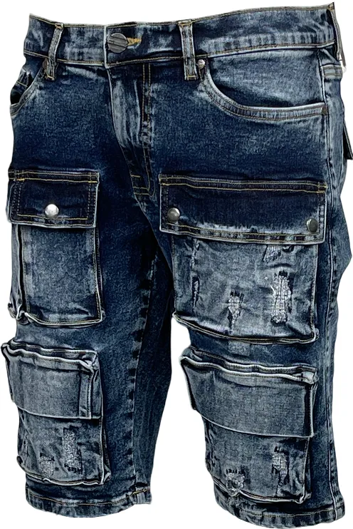 BT-BTS25411-Cargo Denim Shorts