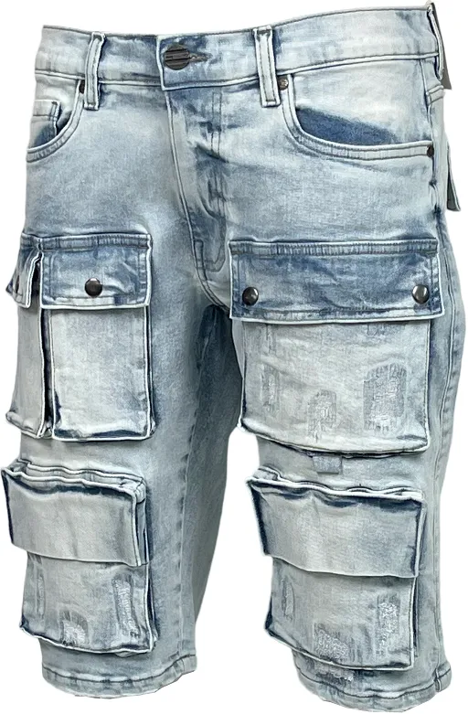 BT-BTS25411-Cargo Denim Shorts