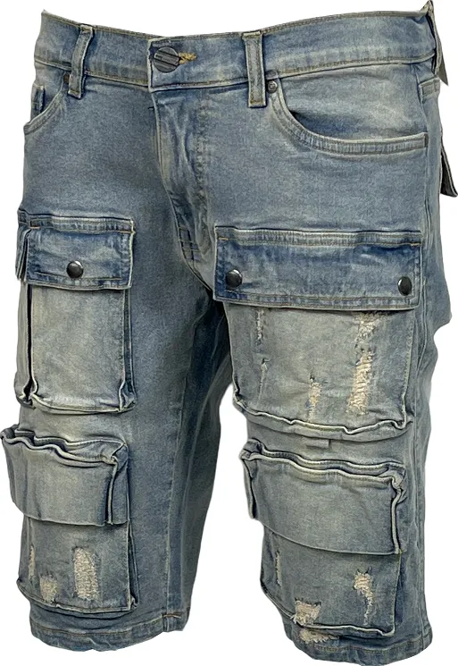 BT-BTS25411-Cargo Denim Shorts