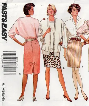 Butterick 5880 Womens 1 Yard Pencil Skirts 1980s Vintage Sewing Pattern Size 16 - 20 UNCUT Factory Folded