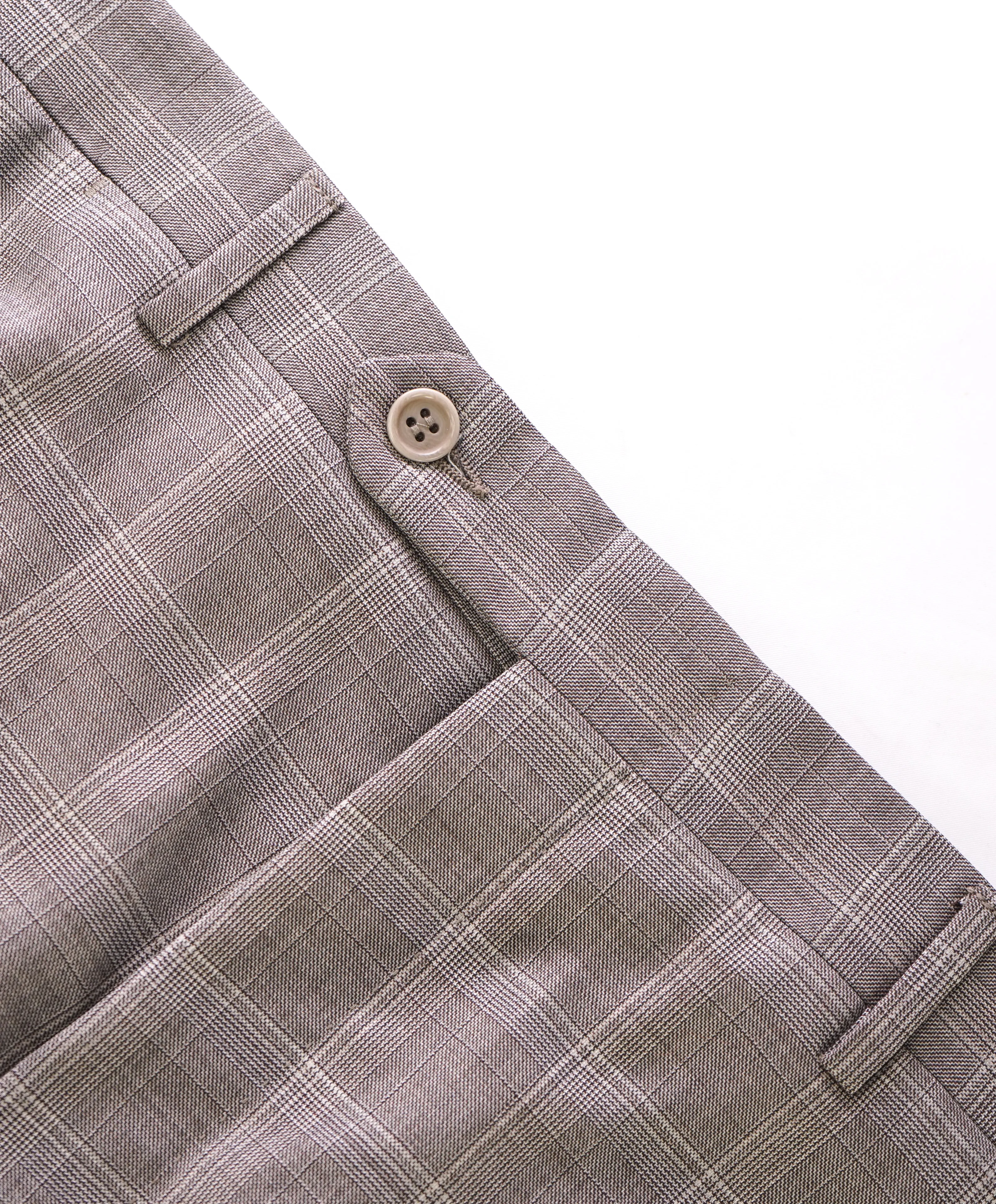 CANALI - Brown Bold Check Plaid Wool Flat Front Dress Pants - 38W