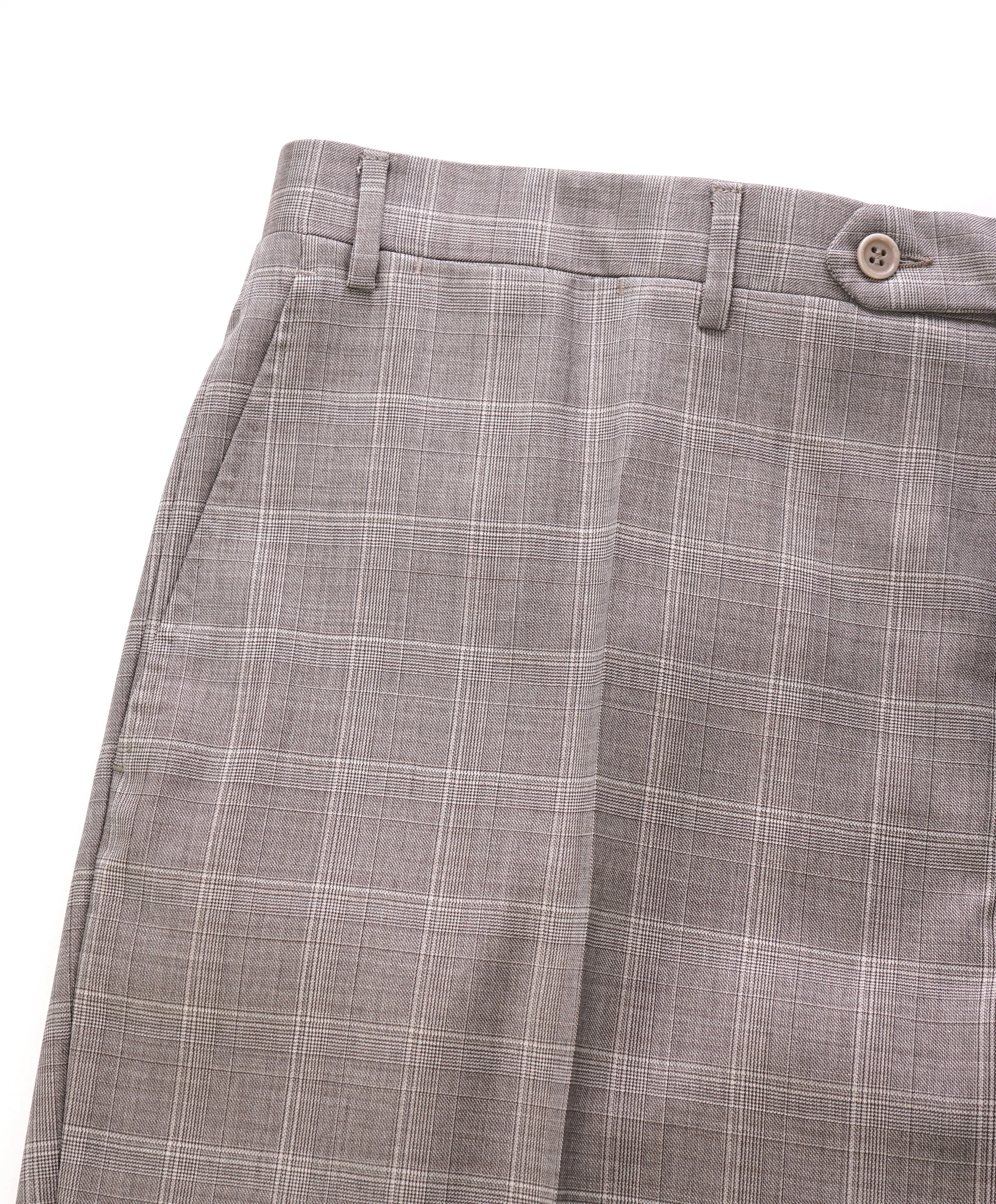 CANALI - Brown Bold Check Plaid Wool Flat Front Dress Pants - 38W