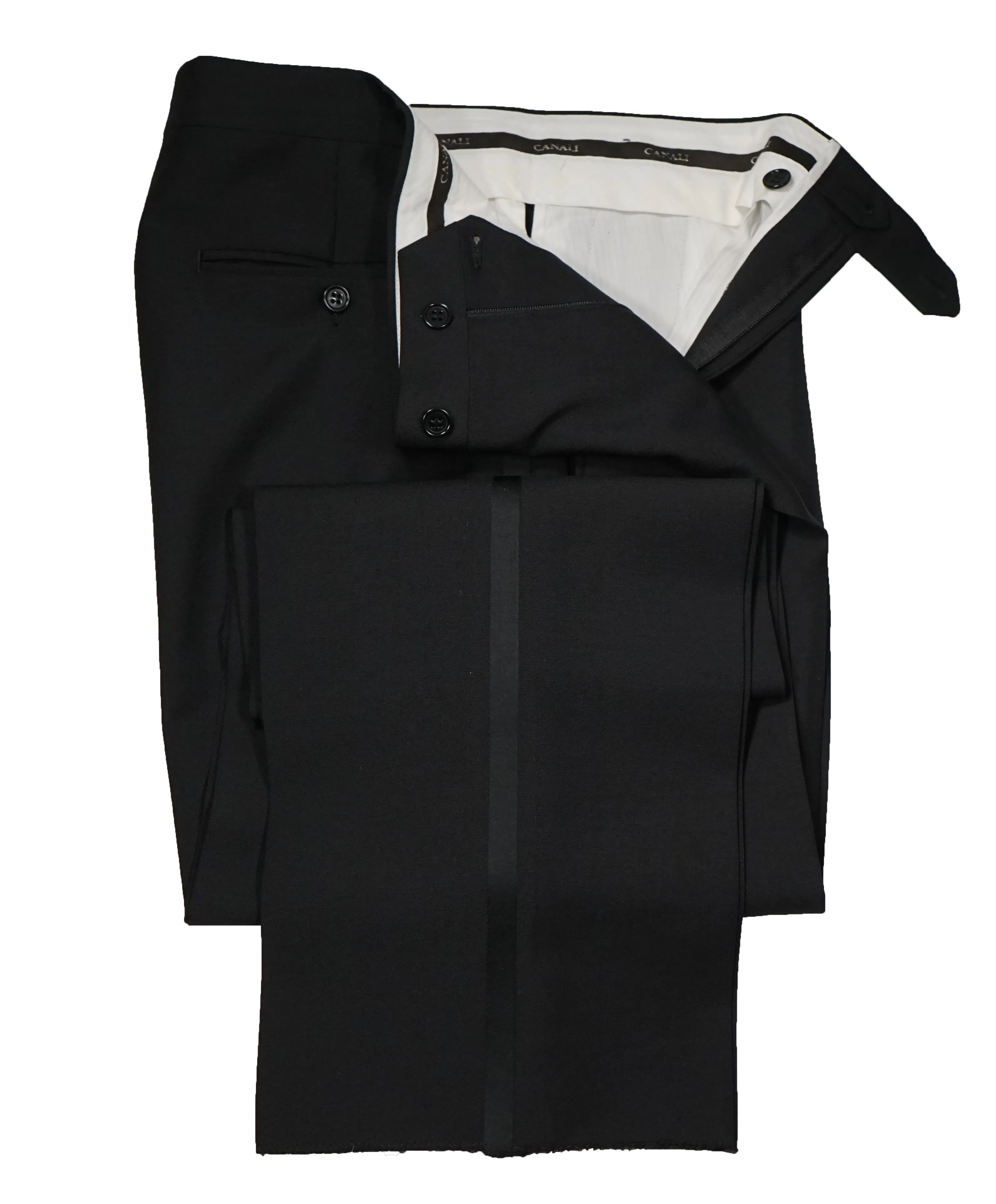 CANALI - Wool & Mohair Black Tux Dinner Pants - 30W