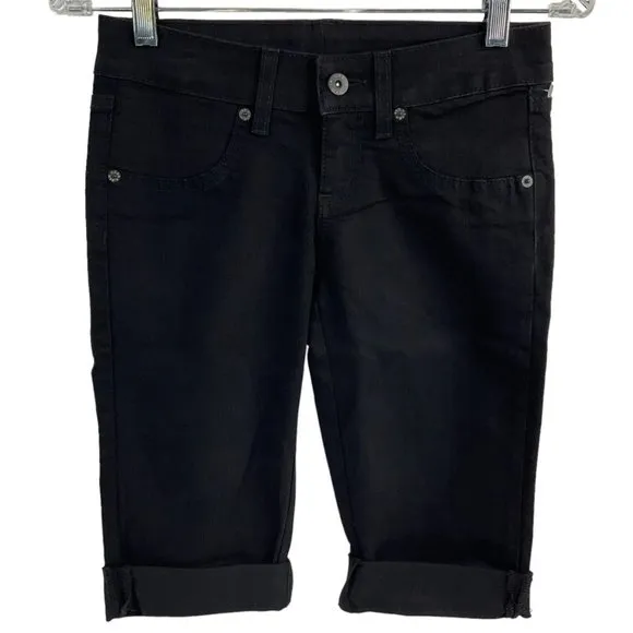 Carmar Shorts Womens Size 24 Denim Black Bermuda Stretch Low Rise $219 Nwt