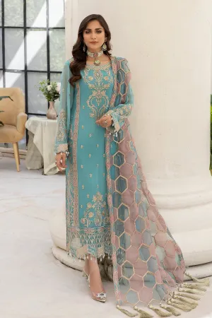 Chiffon Blue Kameez Trouser Pakistani Wedding Dress