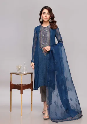 Chiffon Pakistani Party Dress in Kameez Trouser Style