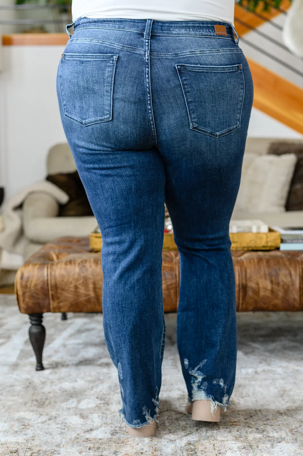 Christine High Contrast Slim Bootcut Destroyed Jeans by Judy Blue