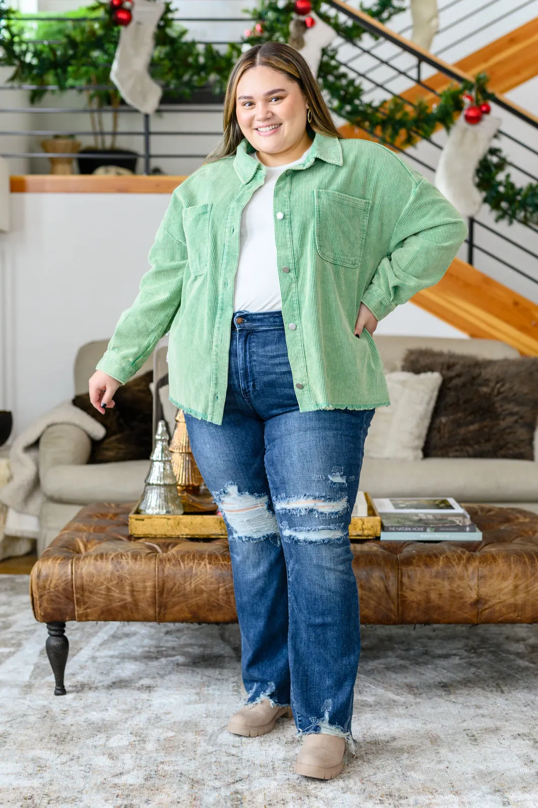 Christine High Contrast Slim Bootcut Destroyed Jeans by Judy Blue