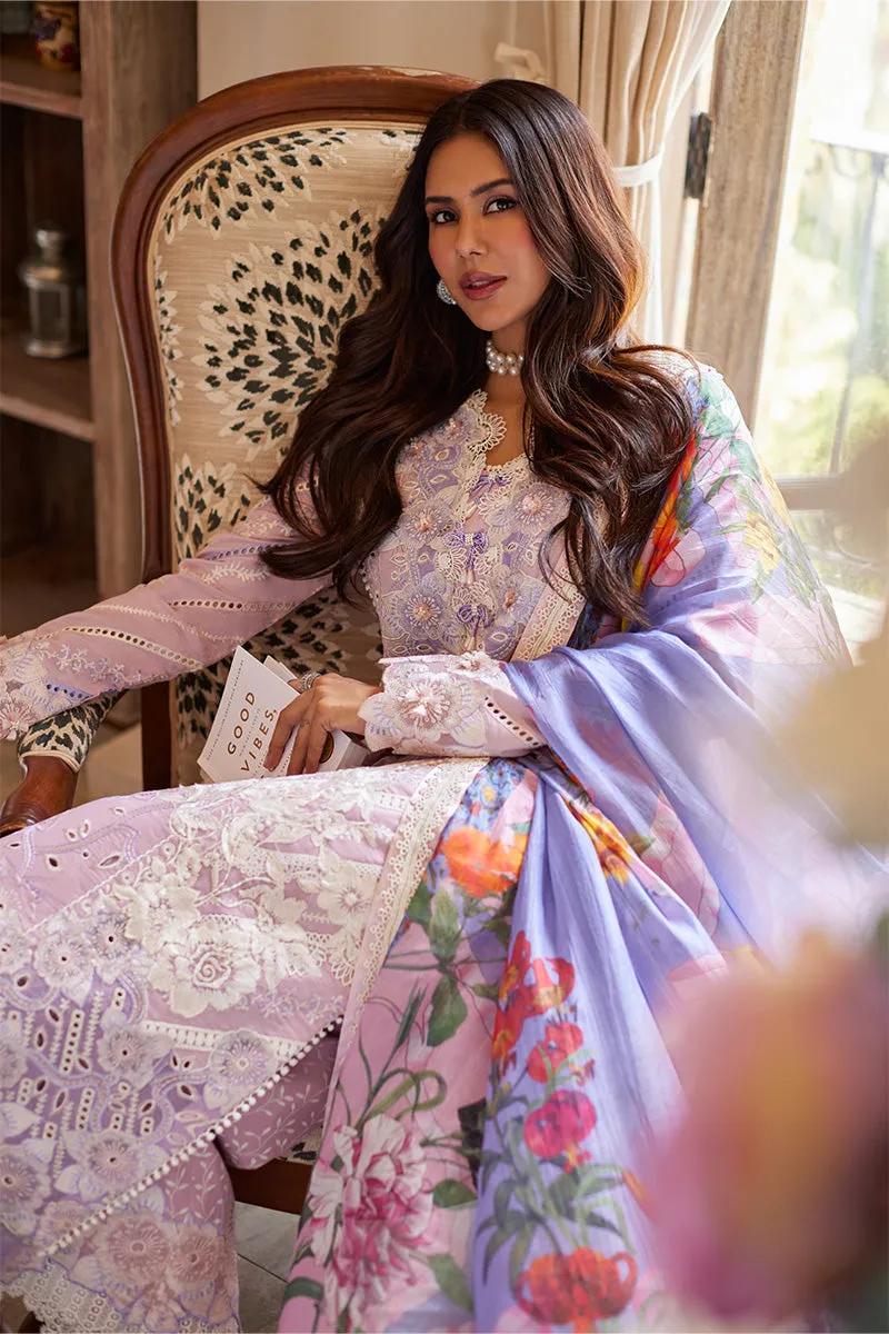 Classic Pakistani Salwar Kameez Embroidered Suit in Lavender Shade