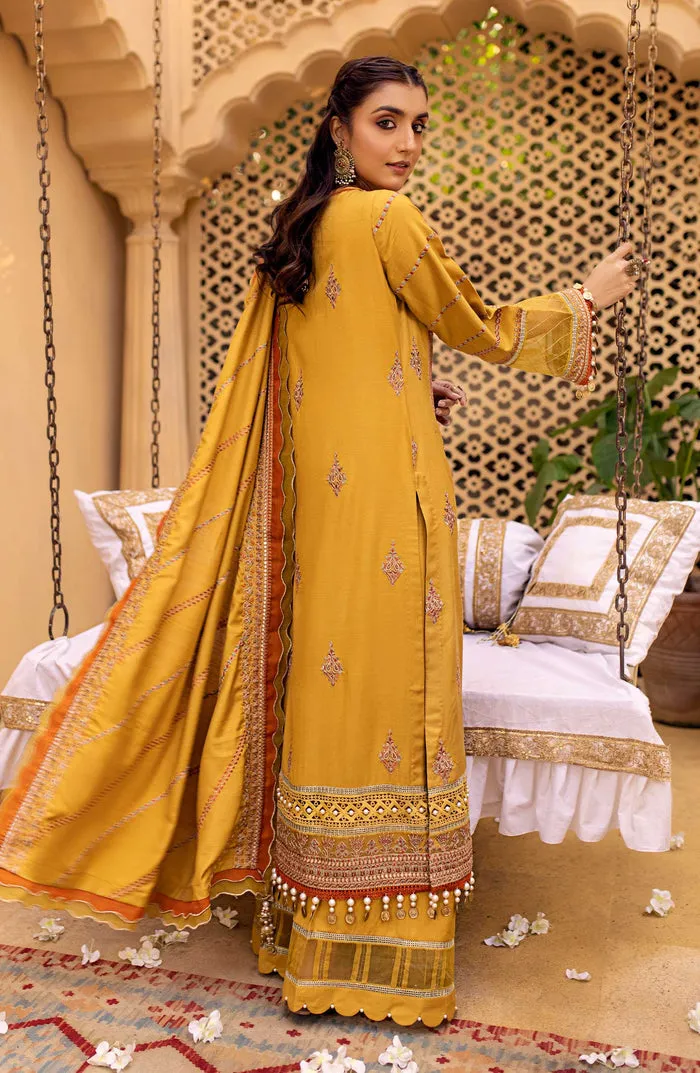 Classic Yellow Embroidered Pakistani Salwar Kameez Dupatta Party Dress