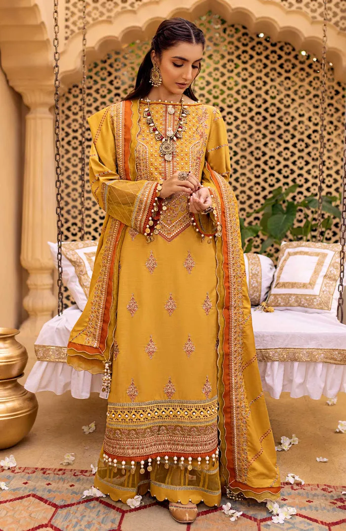 Classic Yellow Embroidered Pakistani Salwar Kameez Dupatta Party Dress
