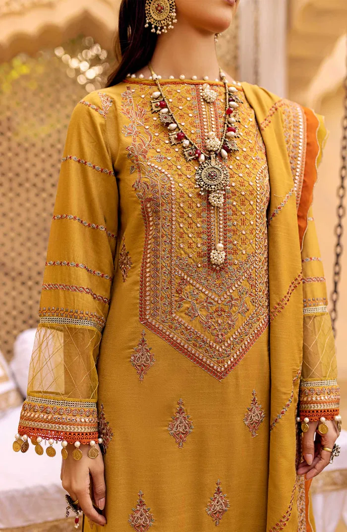 Classic Yellow Embroidered Pakistani Salwar Kameez Dupatta Party Dress
